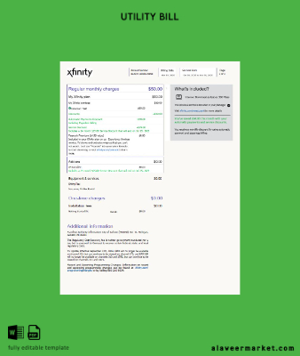 USA Xfinity Fatura Fatura word 3 pages, version 4, 3rd page