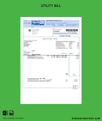 United Kingdom Borough of Pendle council tax Fatura