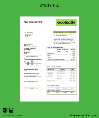United Kingdom Ecotricity Elektrik Fatura Fatura