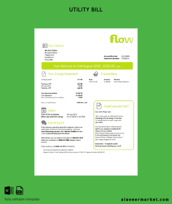 United Kingdom Flow Energy Fatura Fatura