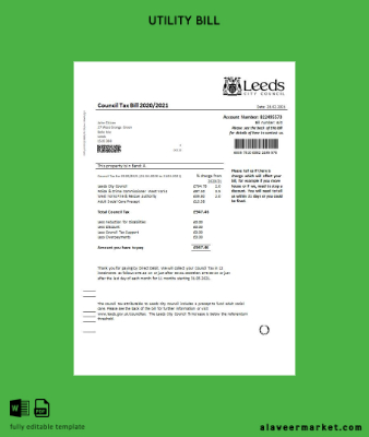 United Kingdom Leeds City Council tax Fatura