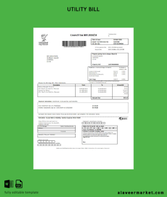 United Kingdom Liverpool City Council tax Fatura