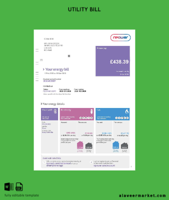 United Kingdom Npower Fatura Fatura version 2