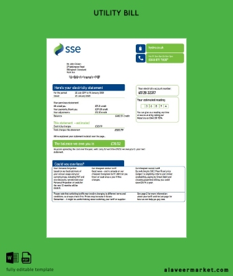 United Kingdom SSE Energy Fatura Fatura version 3