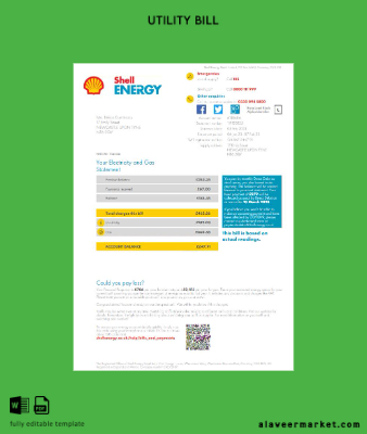 United Kingdom Shell energy Fatura Fatura