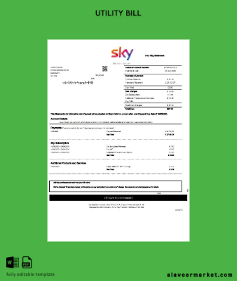 United Kingdom Sky Fatura Fatura Hesap Özeti