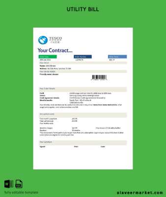 United Kingdom Tesco Mobile Fatura Fatura