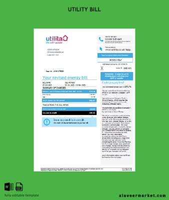 United Kingdom Utilita Energy Fatura Fatura