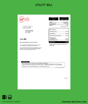 United Kingdom Virgin Media Fatura Fatura