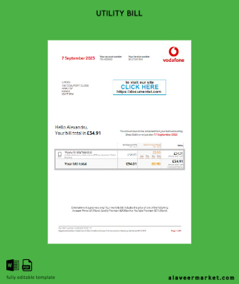 United Kingdom Vodafone Fatura Fatura version 3